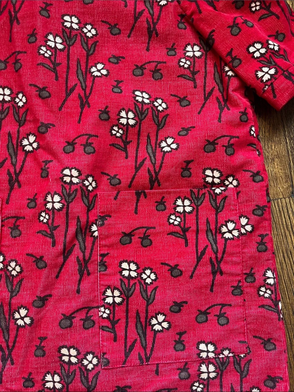 Bonpoint Red Floral corduroy Shift Dress for Kids